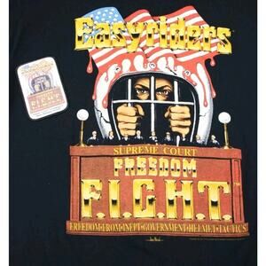 Vintage 1991 Easyriders Shirt XXL 2XL Black Supreme Court Freedom Fight w/ Patch